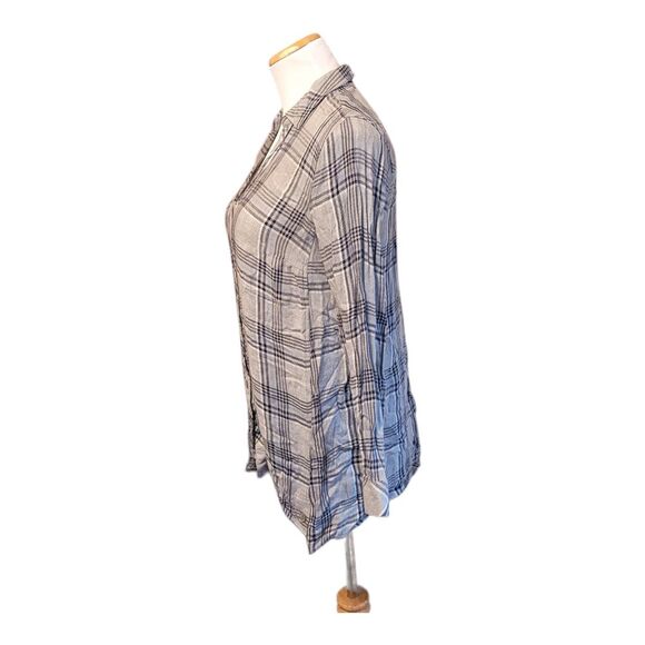 J. Jill Grey Plaid Button-Down Tunic Shirt. XS - Picture 2 of 9
